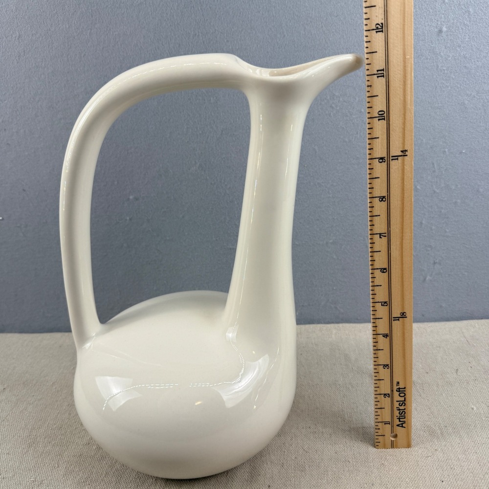 Vintage Jaru California Pottery Ewer MCM Cream Ceramic Pitcher Vase 11" - Picture 7 of 8